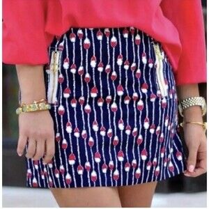 NWT Lilly Pulitzer Size 6 Tate Navy Mini Nautical Skirt in Swim Lanes Print NEW